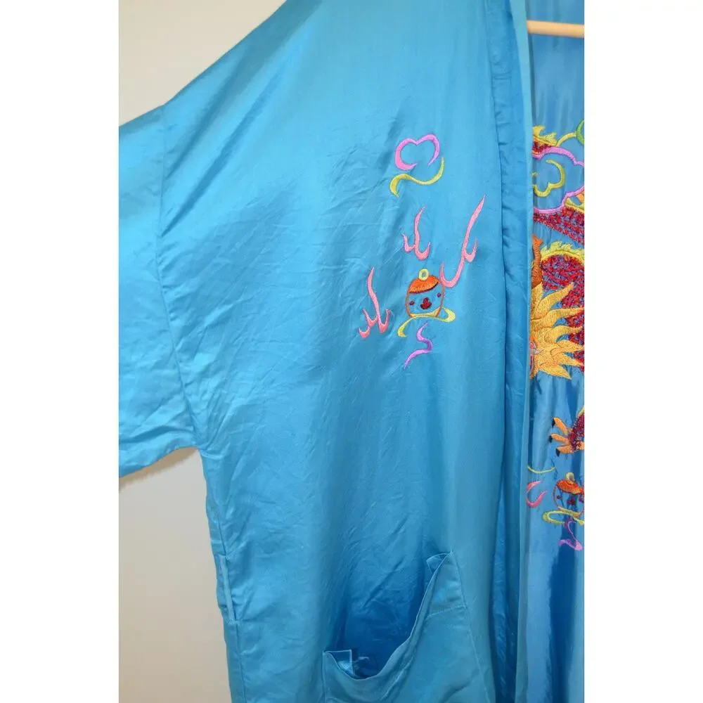 Vintage Chinese SIlk Embroidered Dragon Robe - Picture 6 of 7